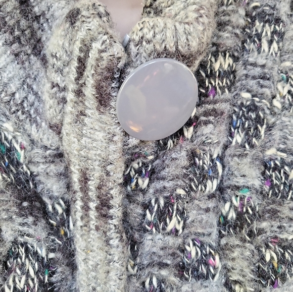 Vintage 80's Gallery Gray Fleck Sweater Coat M/L - Picture 5 of 10